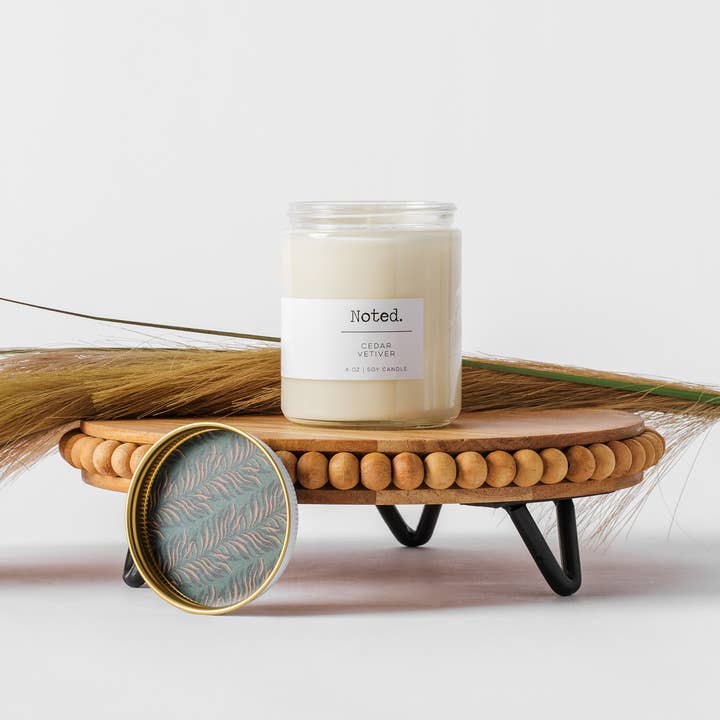 Cedar Vetiver 8oz Candle for wholesale by Noted Candles