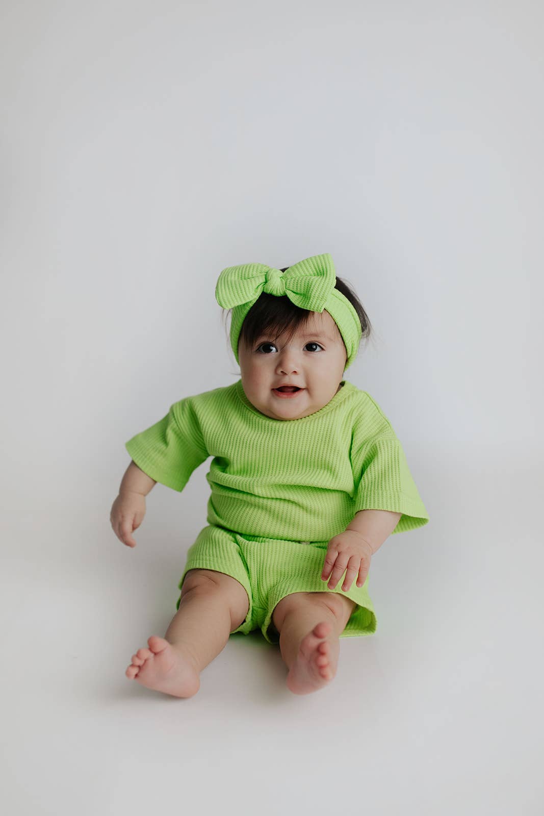 Three Little Tots – wholesale Top & short set – Kids – Lime Green Summer Waffle Toddler Top & Bottom Set17