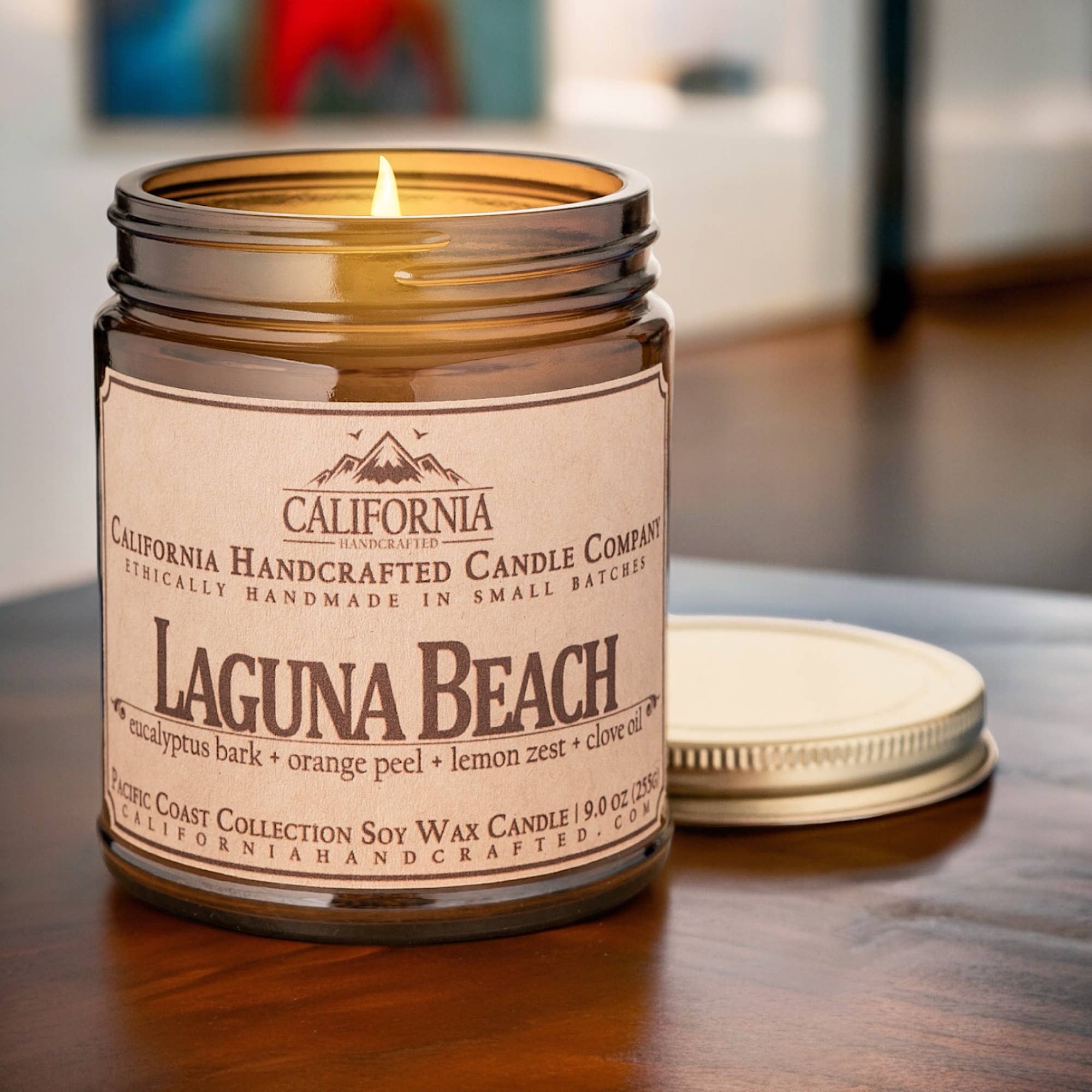 California Handcrafted - Vente Bougie en bocal - Bougie en pot d'abricot et noix de coco Laguna Beach5