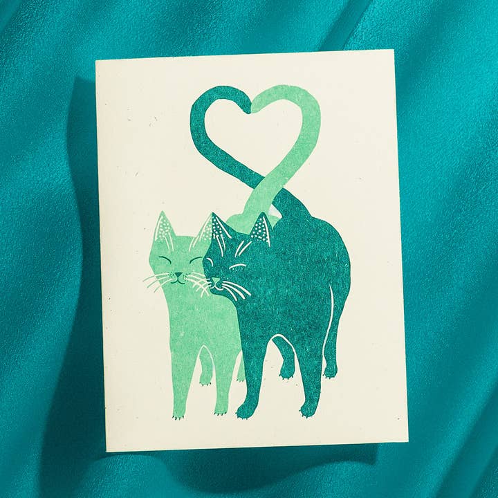 Love Cats - Risograph Card for engroshandel hos Bromstad Printing Co.