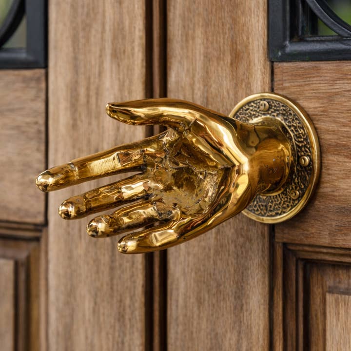 Dörrhandtag i massiv mässing – Steampunk väggmonterat handtag (Vänster/Höger) för wholesale av Ubud Glass