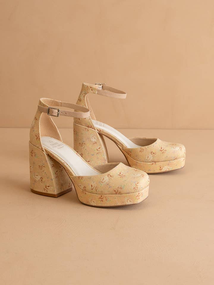 The Oslo Floral | Chunky Platform Mary Janes for wholesale on Faire