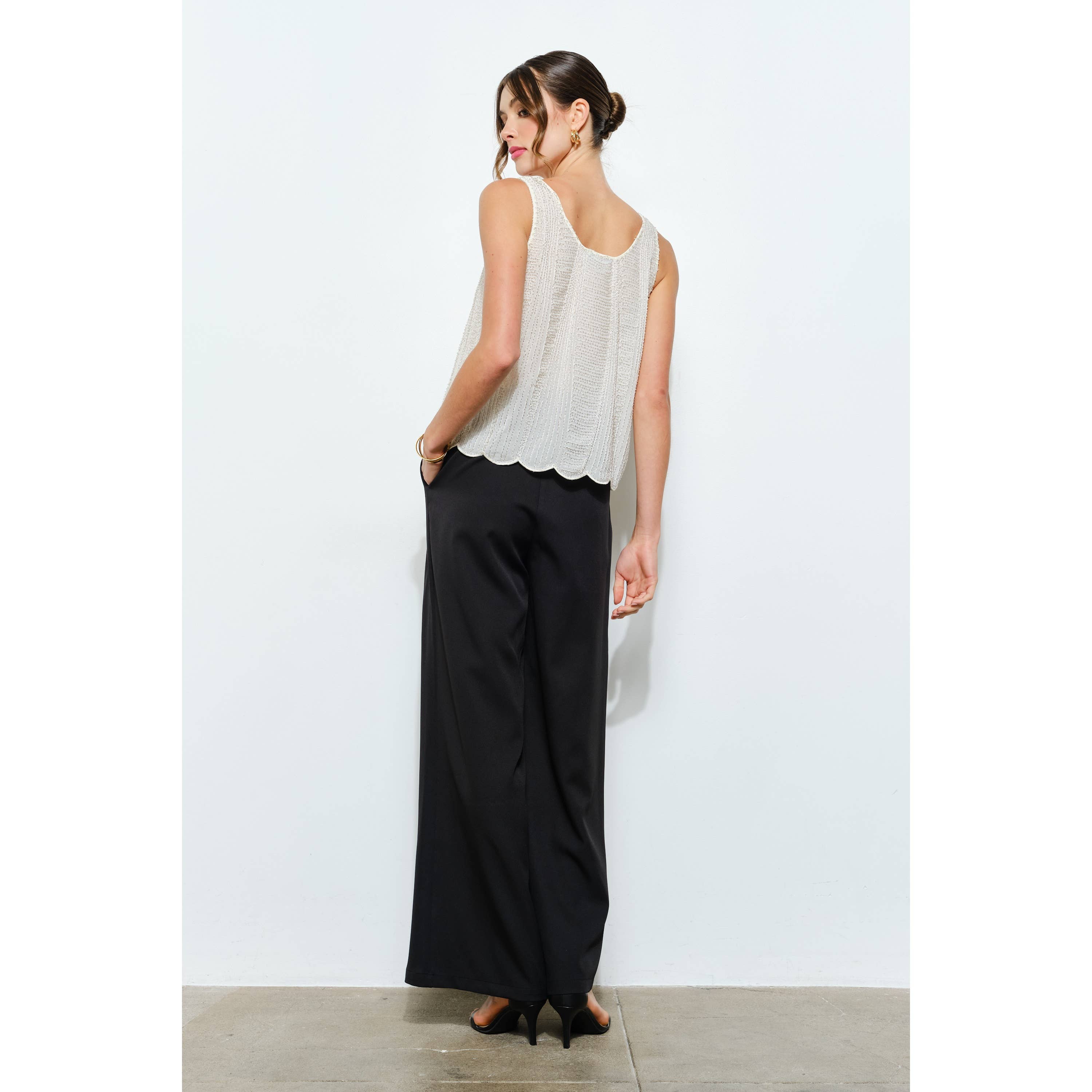 INA - Wholesale Blouse - Women's - All Over Beaded Scallop Hem Sleeveless Top6