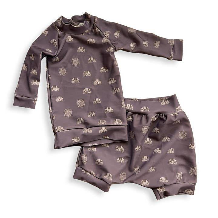 Suns & Rainbows Rashguard SET (top and bottom) for wholesale by Urban Baby Bonnets