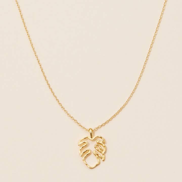 Monstera Leaf Necklace in 18K Gold Dipped for wholesale by Frem