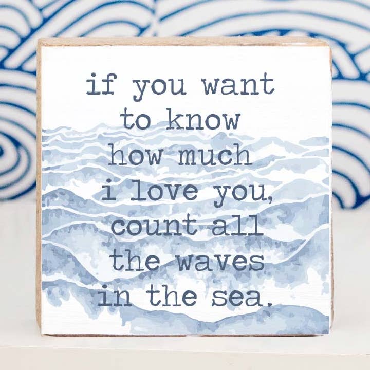 Waves in The Sea Decorative Wooden Block for wholesale by Rustic Marlin Personalized Home Decor