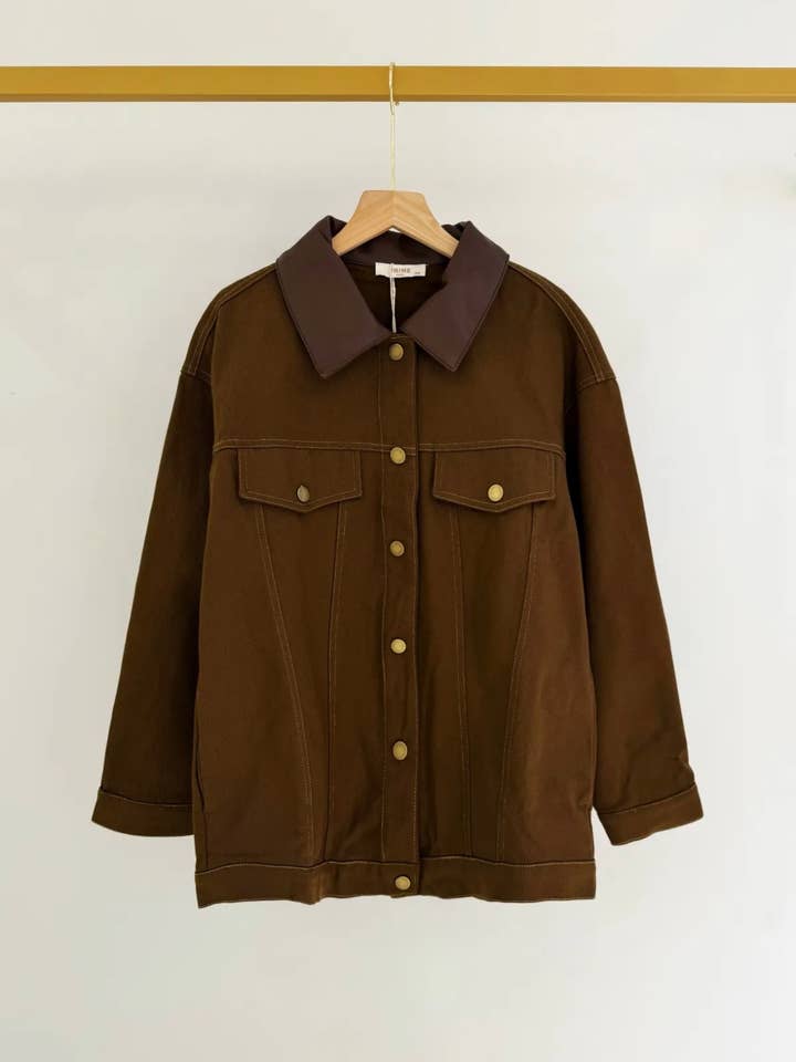 Frime - Wholesale Denim Jacket - Women's - Denim jacket with leather collar - 567410