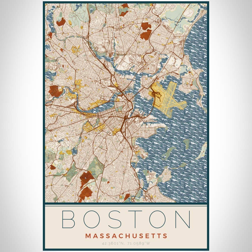 JACE.design - Wholesale Art Print - Boston MA Map Print Woodblock2