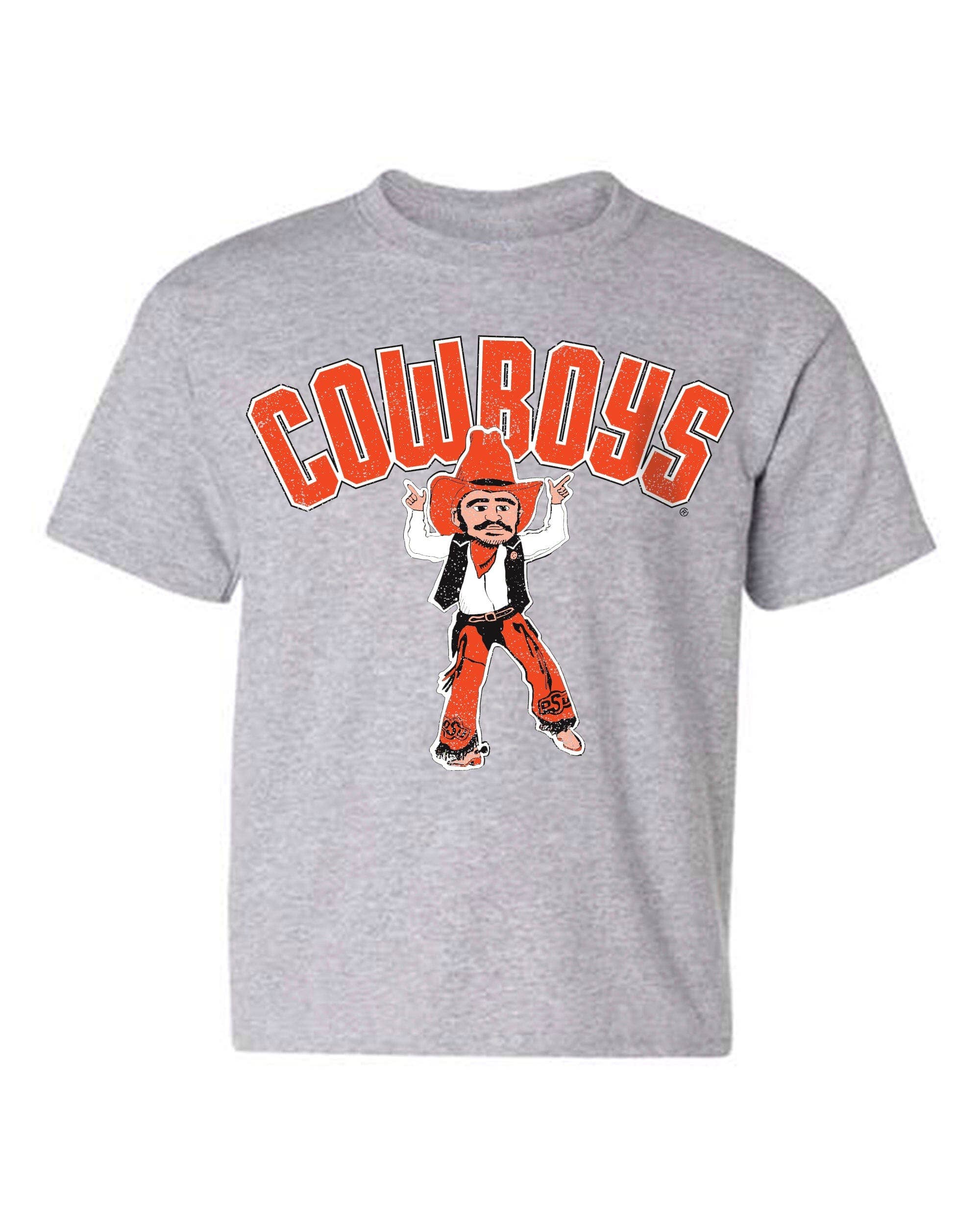 LivyLu - Wholesale Screen Printed T-Shirt - Kids - Children's OSU Cowboys Cartoon Masot Gray Tee0