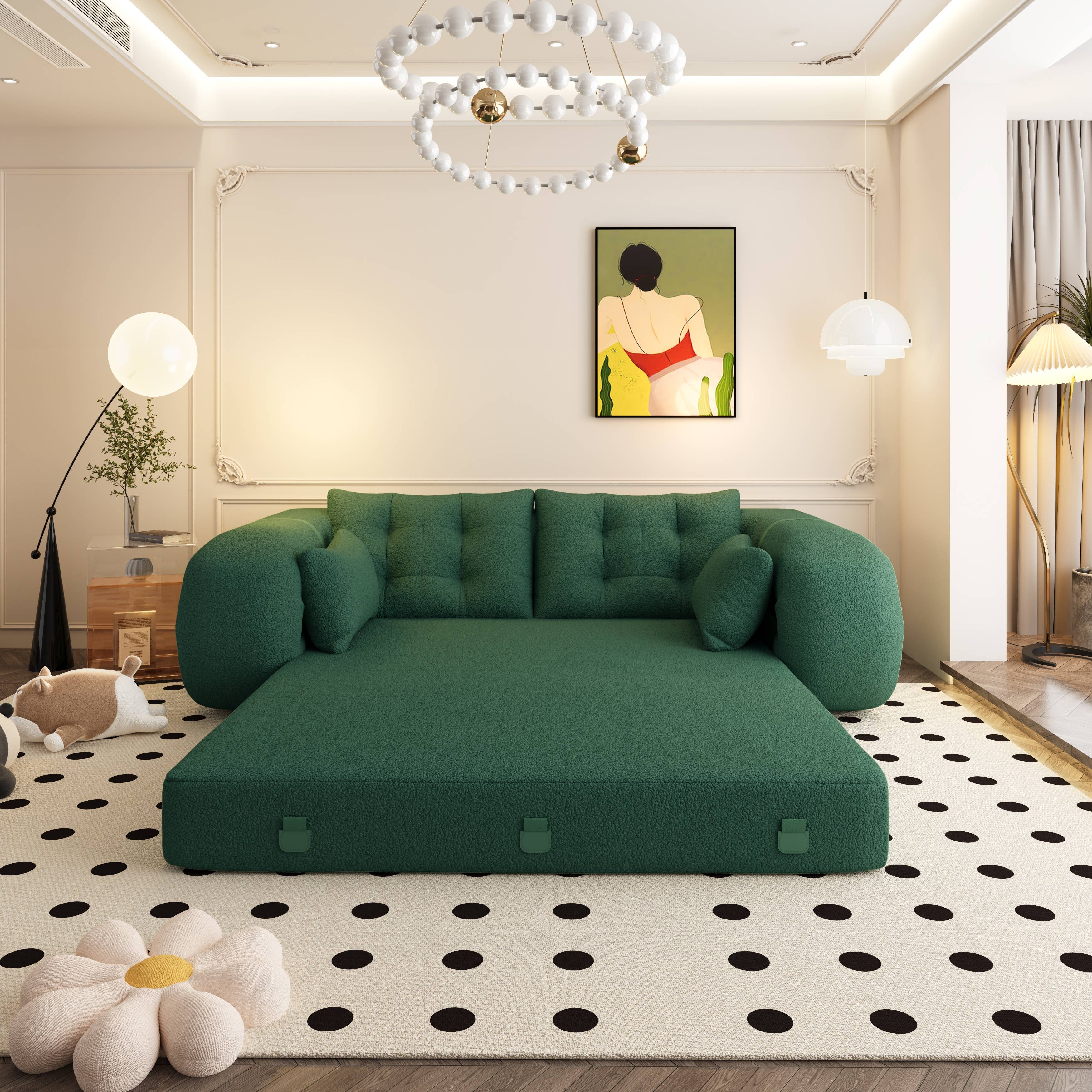 39F Inc. - Wholesale Sofa - 3-in-1 Foldable Teddy Sofa Bed w/Pillows 4 Colors2