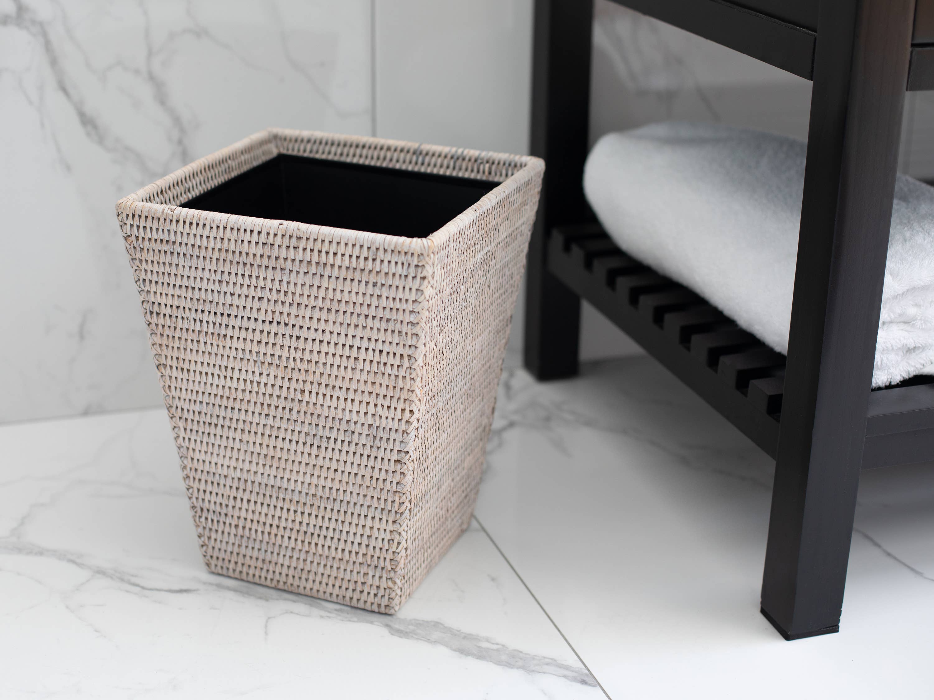 Artifacts Trading Company - Wholesale Trashcan/Trash Bin - Square Tapered Rattan Waste Basket, Handwoven bin7