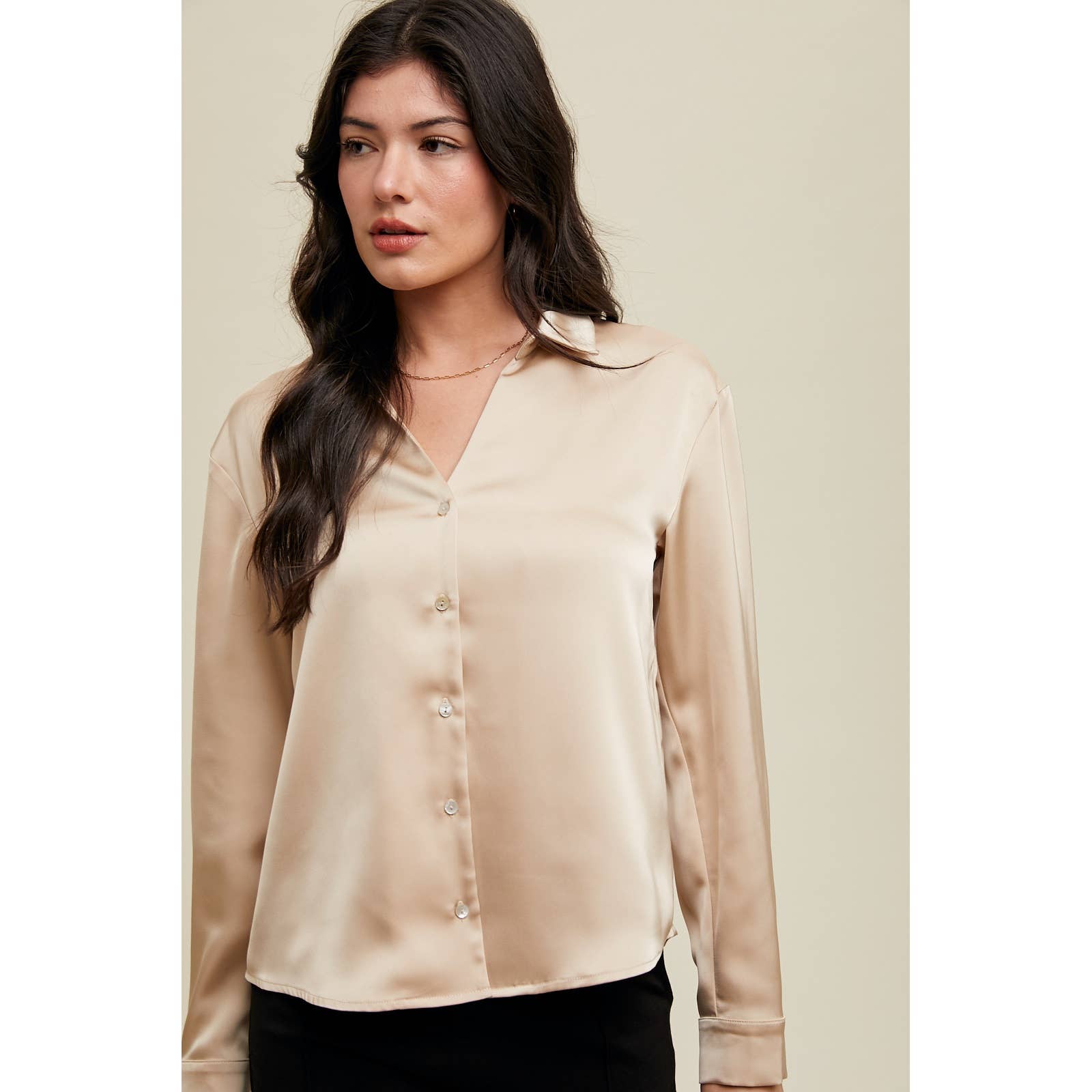 Wishlist Apparel - Wholesale Button Down Shirt - Women's - SATIN BUTTON-UP SHIRT / WL24-91180