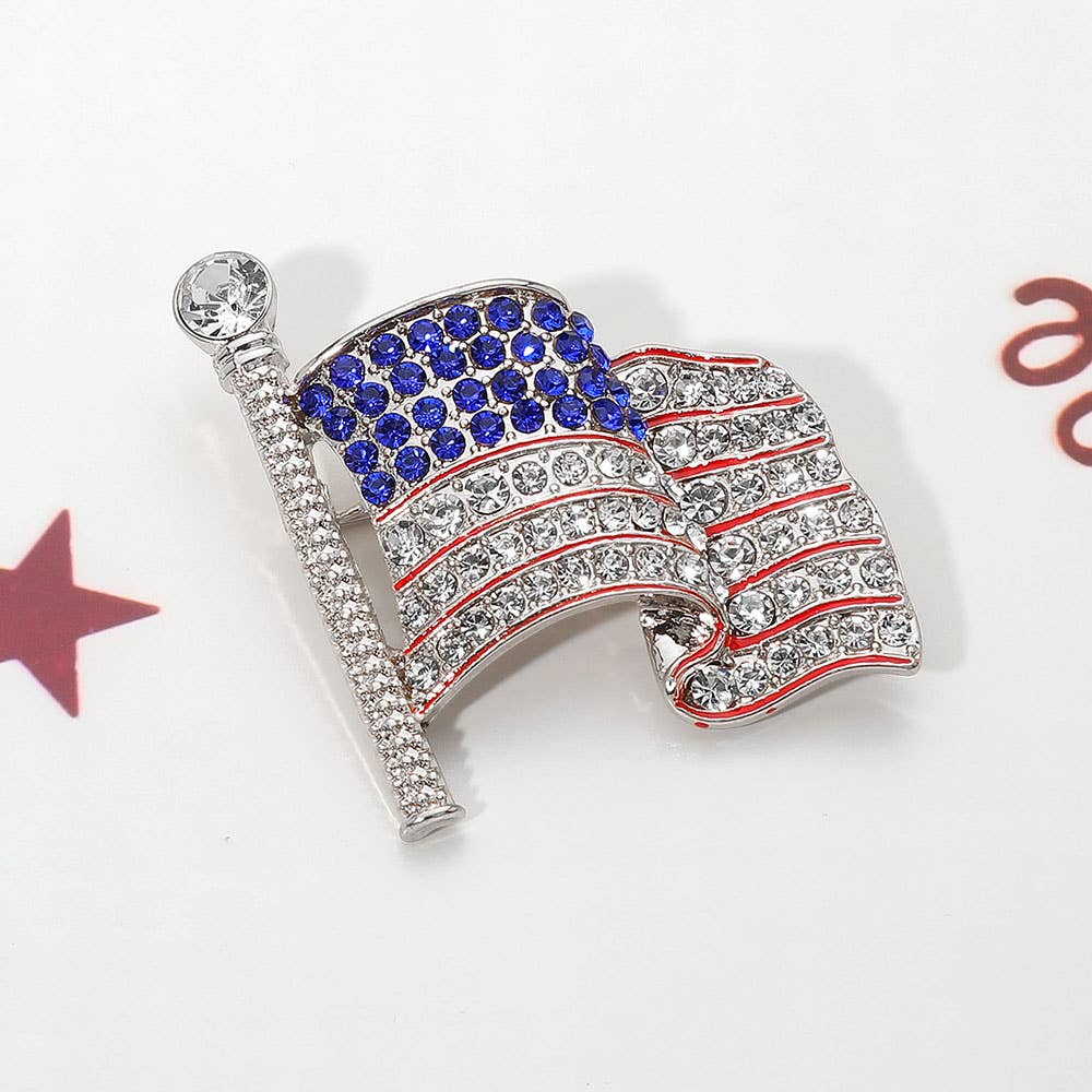 Sensibling Corp. - Wholesale Brooch - Stone Paved American USA Flag Pin Brooch3