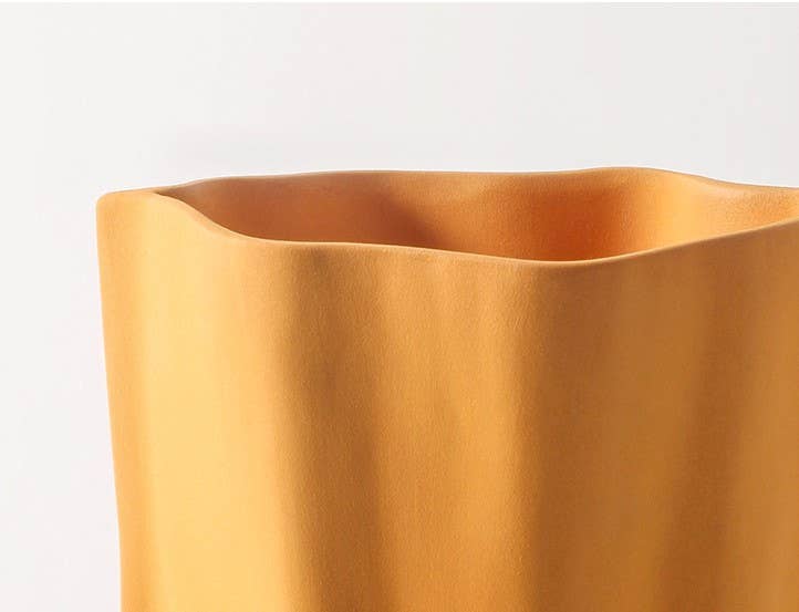 TUTU Home - Tableware & Decor – wholesale Vase – "Le Papier" - Orange Matte Paper Bag Looking Ceramic Vase4
