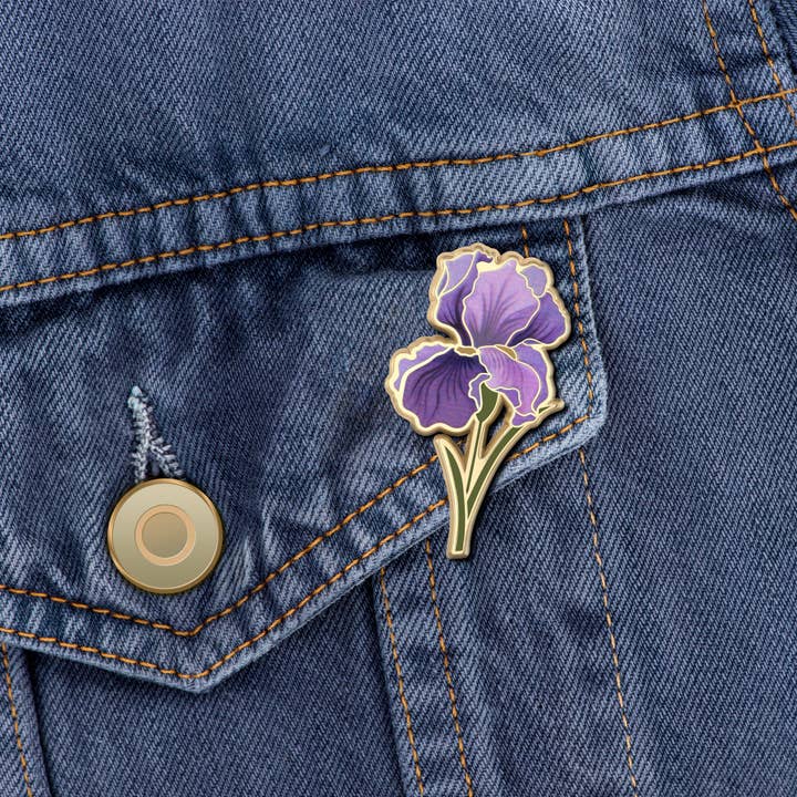 Plant Scouts - Wholesale Lapel Pin/Button - Iris Flower Enamel Pin | February Birth Month Flower