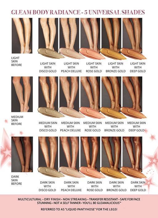 Beauty Goddess - Wholesale Body Glitter/Shimmer - Melanie Mills Hollywood Gleam Body Radiance All In One Makeup, Moisturiser & Glow For Face & Body Opalescence4