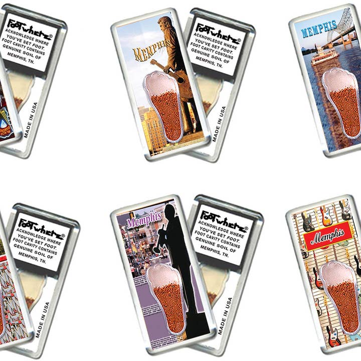 Ímanes de lembrança Memphis FootWhere®. 72 peças/6 estilos variados. por atacado de FootWhere- USA Group, Inc.