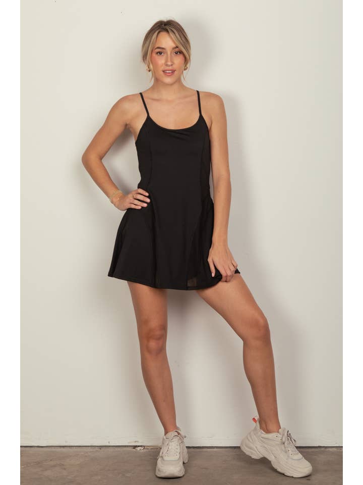 VERY J - Wholesale Athletic Dress - Women's - ND31165-Activewear Mesh Detail Tennis Mini Dress15