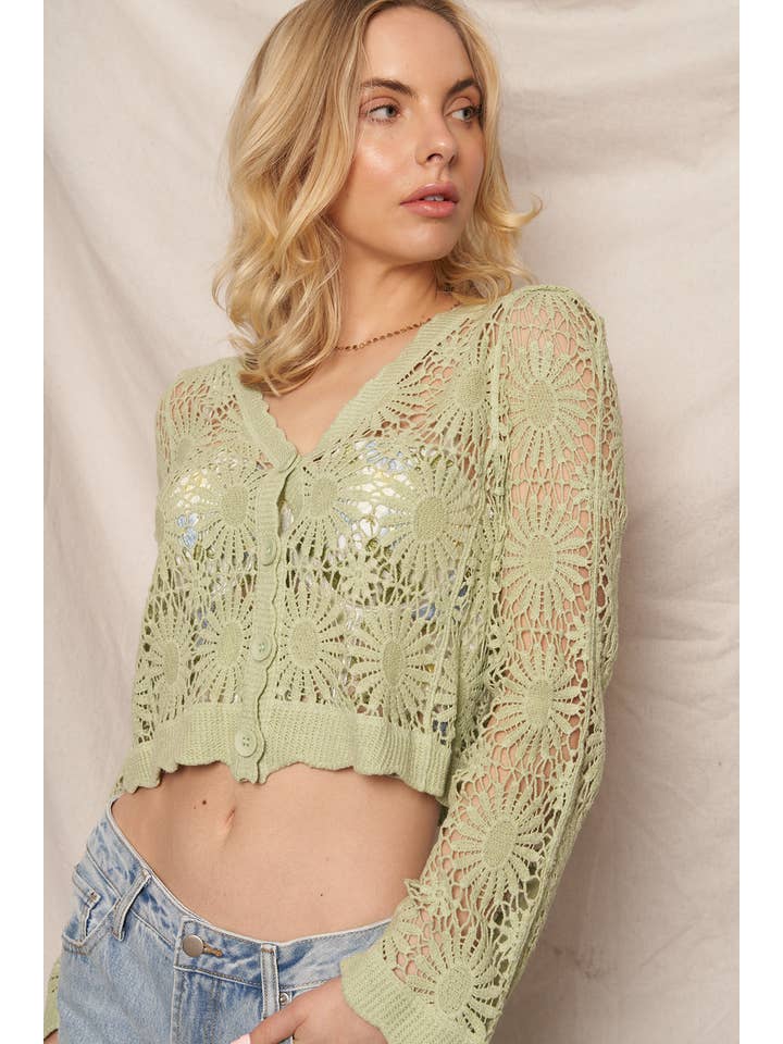 En Crème - Wholesale Cardigan - Women's - Flower Pattern Crochet Cardigan17