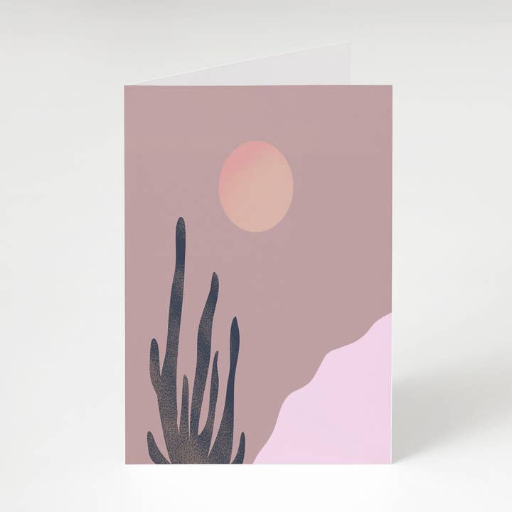 Pink Mountains A6 Greeting Card for wholesale by Kelsey Flones Design