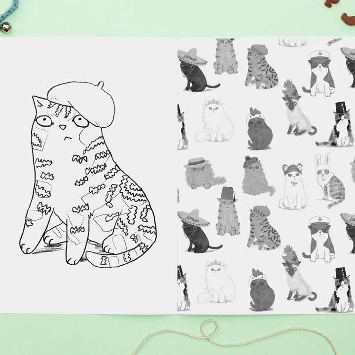 Jo Clark Design - Wholesale Coloring Book - Adult - Cats in Hats Colouring Book