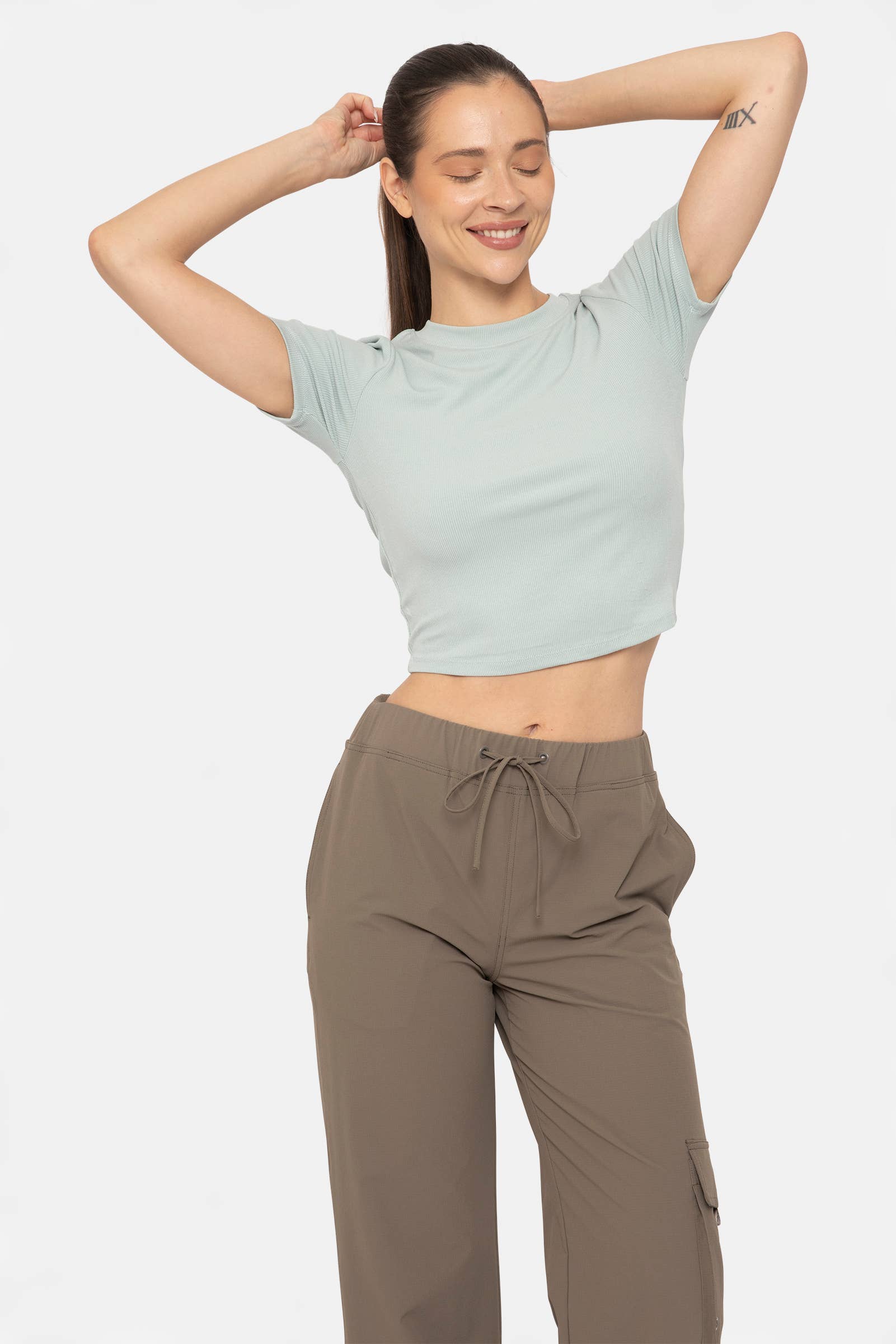 Mono B - Wholesale Athletic Top - Women's - Essential Micro-Ribbed Athleisure Baby Tee36