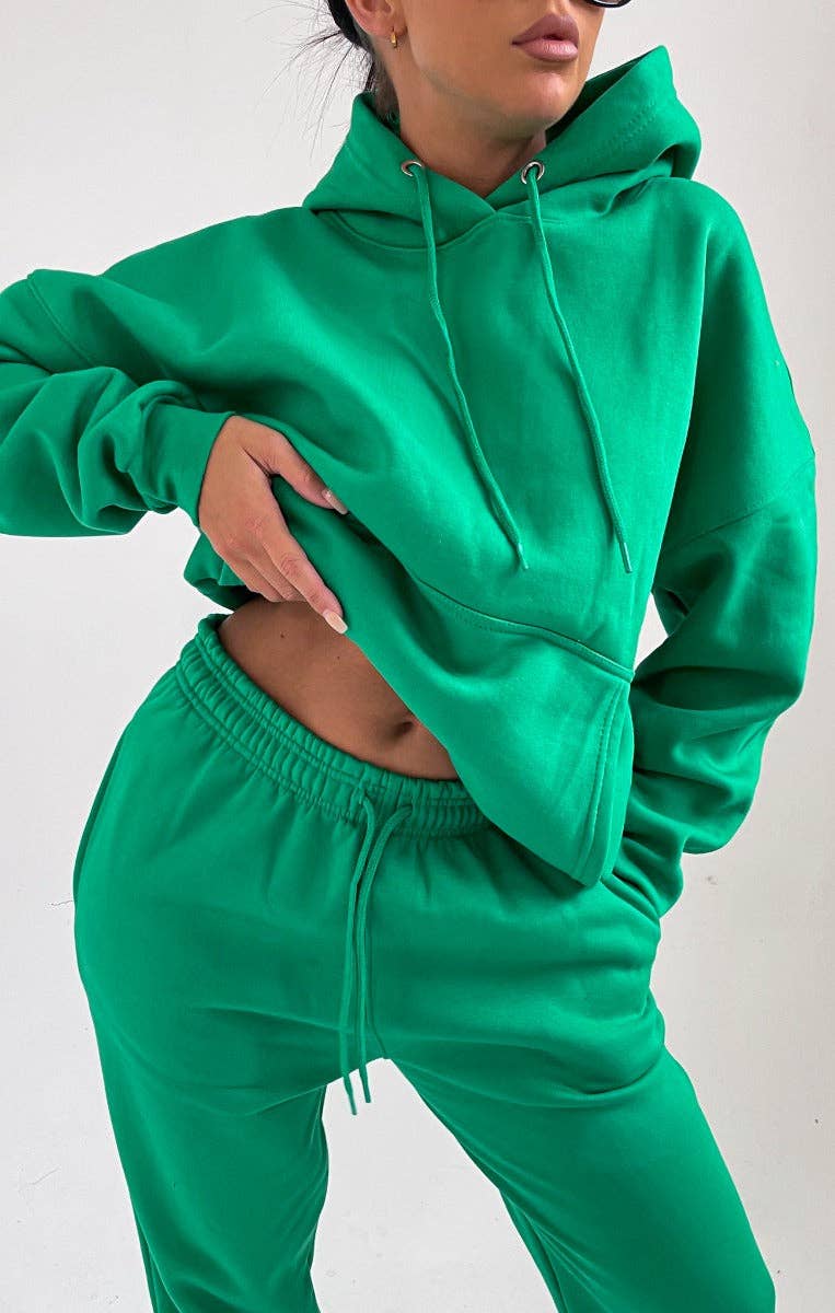 Femme Luxe – wholesale Tracksuit – Women′s – Green Hoodie & Joggers Tracksuit Set - Bellamy7