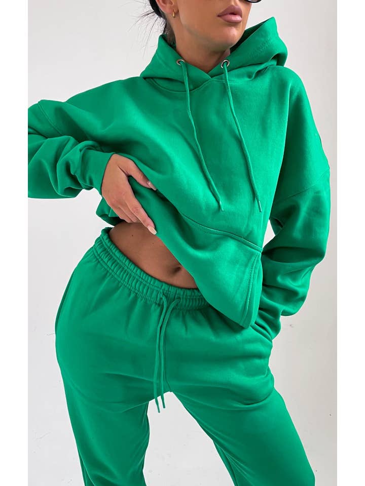Femme Luxe – wholesale Tracksuit – Women′s – Green Hoodie & Joggers Tracksuit Set - Bellamy7
