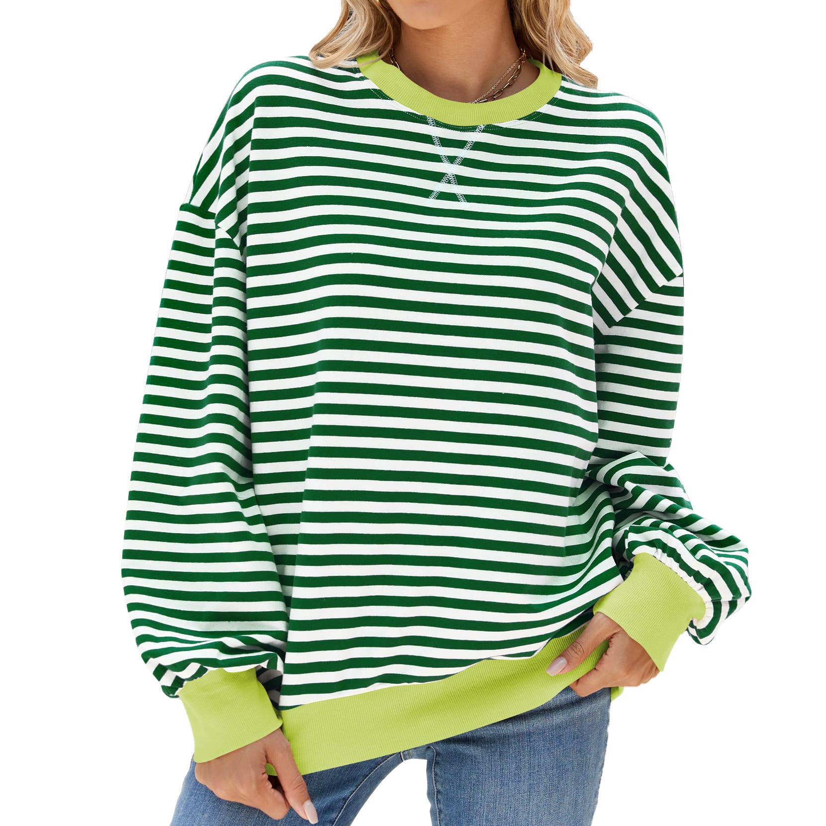 Lily Clothing - Wholesale Hoodie - Women's - CONTRASTING COLOR STRIPED LONG SLEEVE HOODIE6