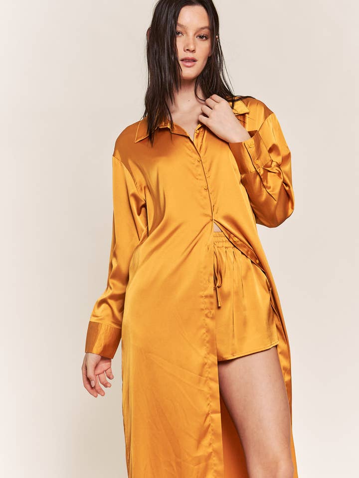 MAXI LENGTH BUTTON DOWN WITH MATCHING SHORTS SET for wholesale by Hers & Mine