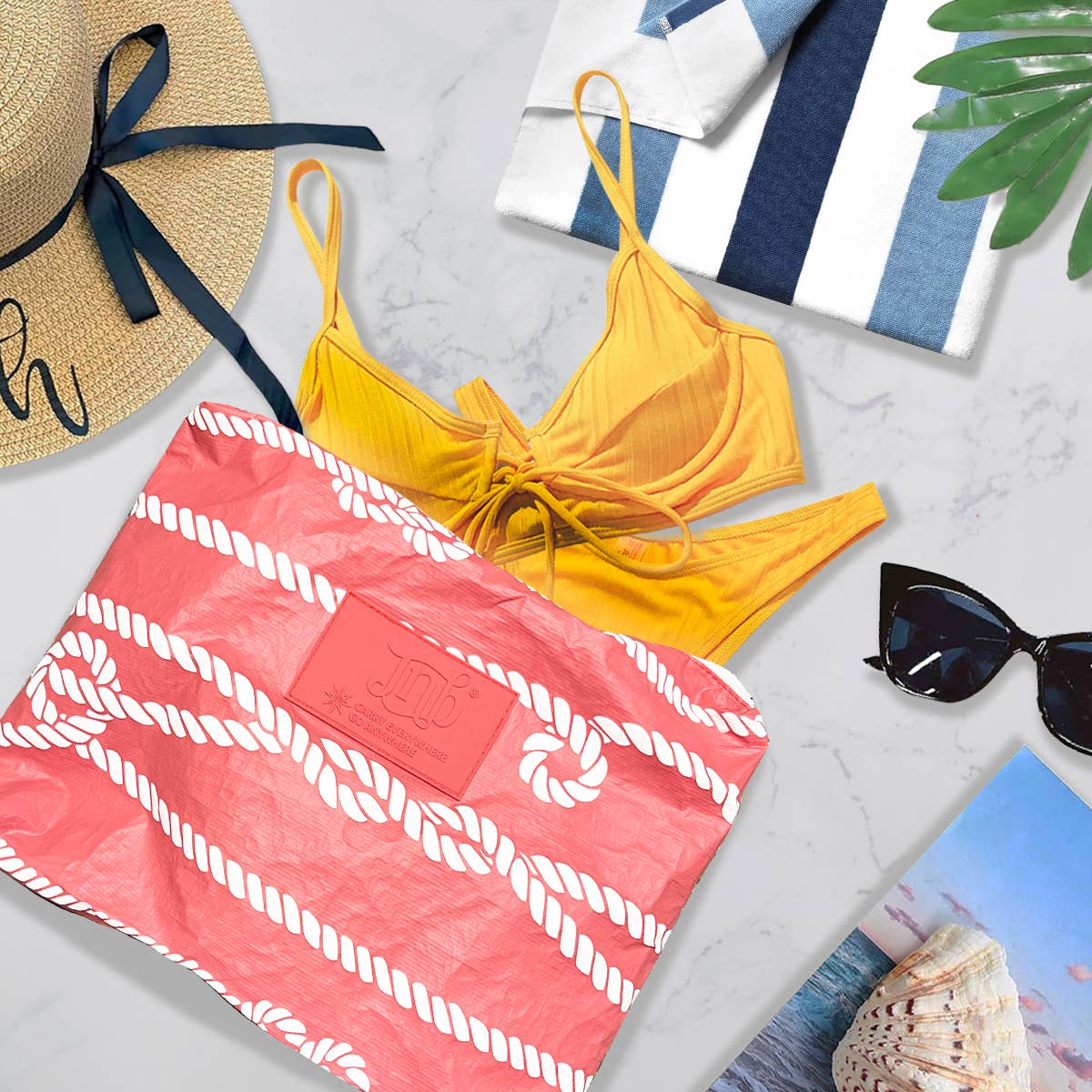 JNBFASHION.COM - Wholesale Pouch - Women's - 100% Coated Tyvek Material Rope Design Beach Pouch6