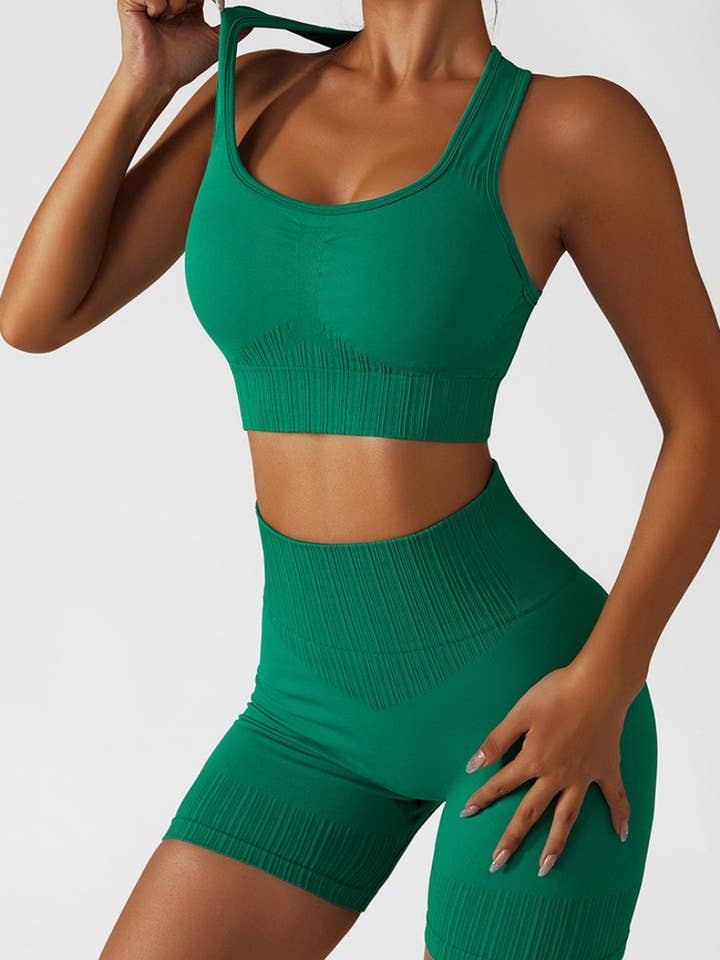 Active by Anna-Kaci – wholesale Activewear set – Women′s – Racerback Sports Bra & Sculpting High Waist Shorts Set6