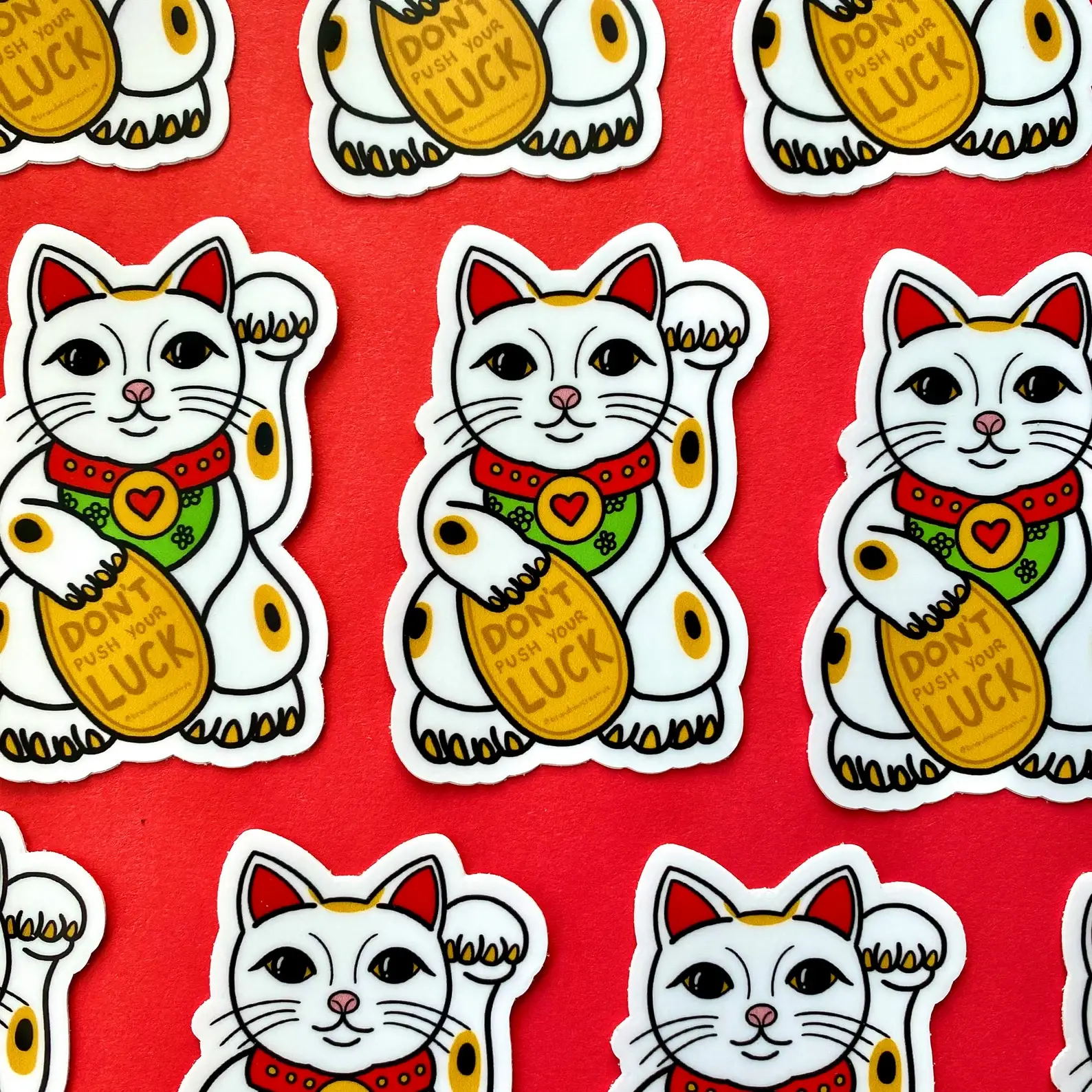 Brand Nhu Creative Studio - Wholesale Sticker - Lucky Cat Asian “Don’t Push Your Luck” Sassy Sticker3