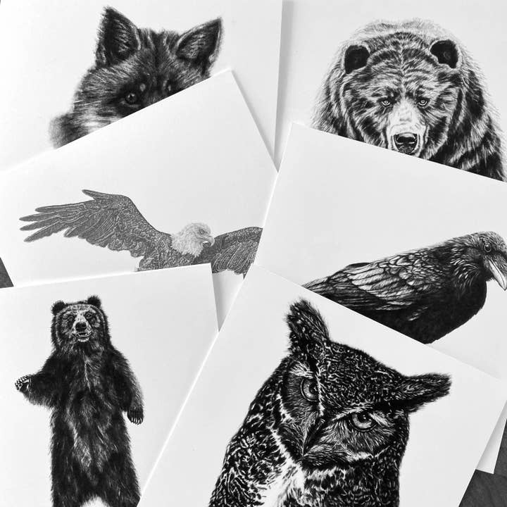 Woodland Wildlife Series mixed boxed set of cards for wholesale by Dark Fox Creative