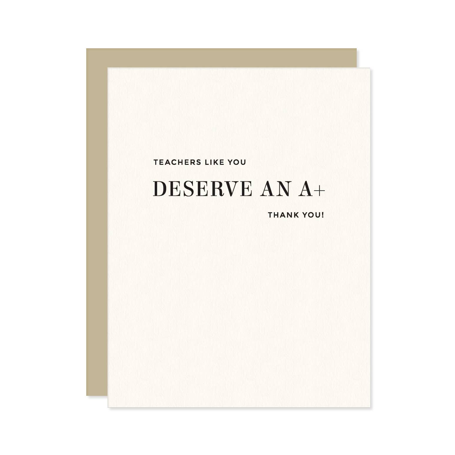 Missive – Großhandel Dankeskarten – A+ Teacher Letterpress Dankeschön-Grußkarte1