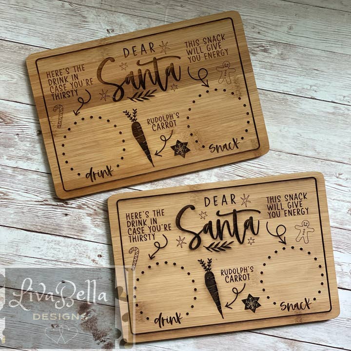 LivaBella Designs - Wholesale Christmas Decoration - Small Dear Santa Milk & Cookie Board