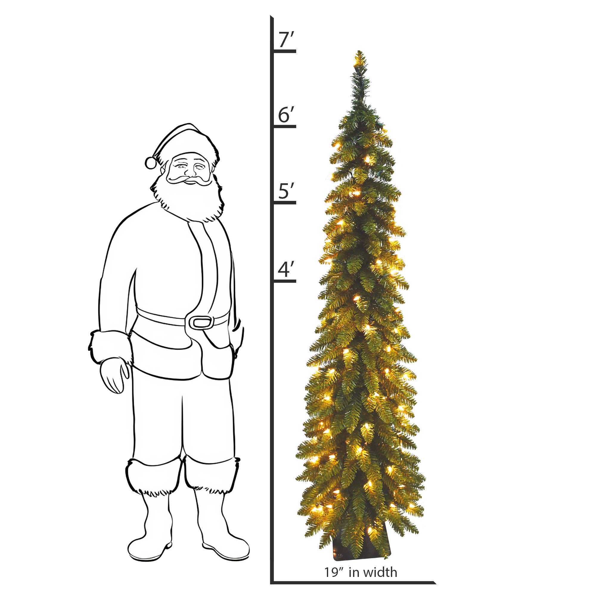 Santa’s Workshop Inc. - Wholesale Artificial Christmas Tree - 7' Pencil Slim, 200 UL Lights2