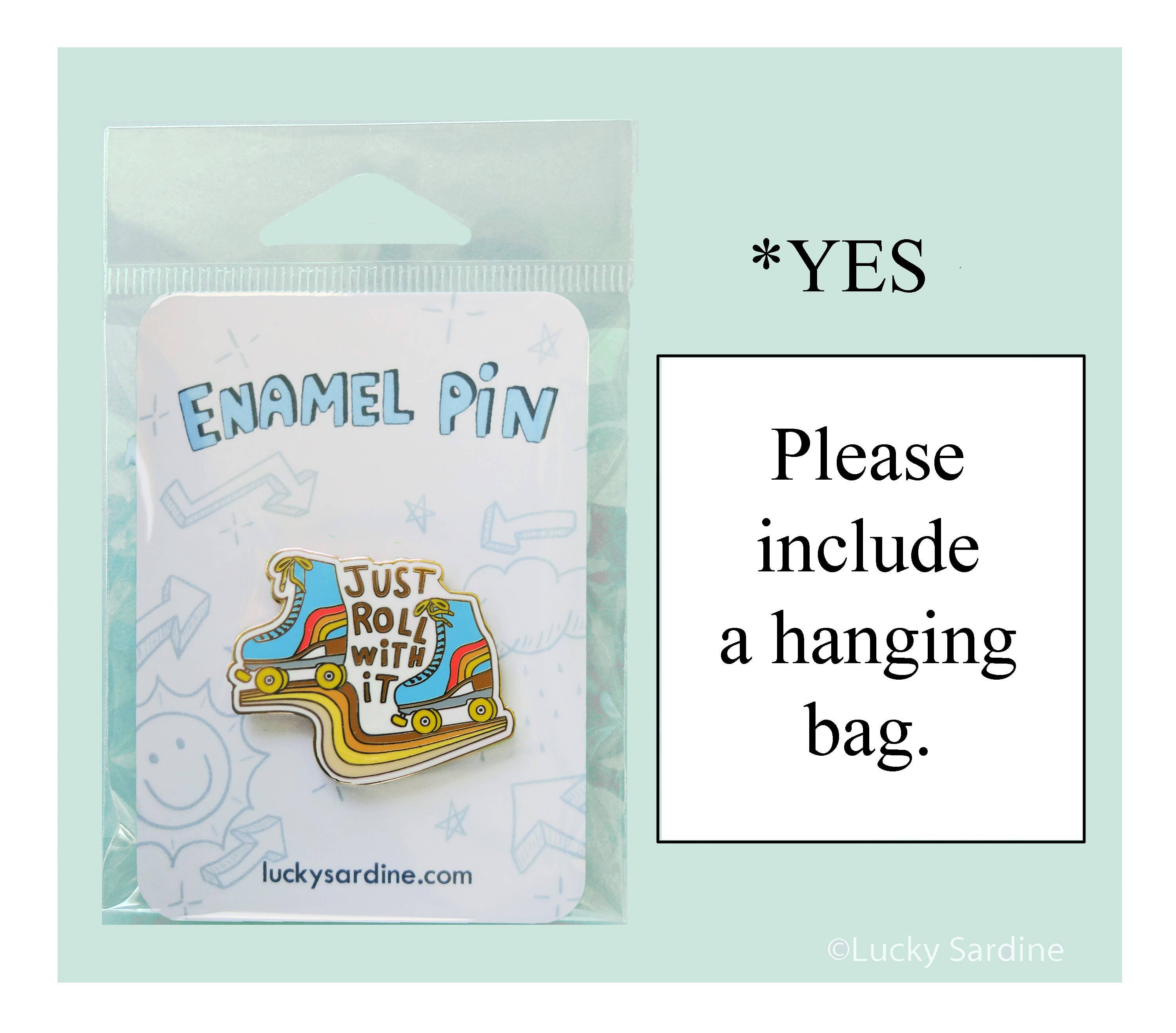 Lucky Sardine - Wholesale Lapel Pin/Button - Roller Skate, Roll With It, Retro 70s 80s Vintage Enamel Pin1