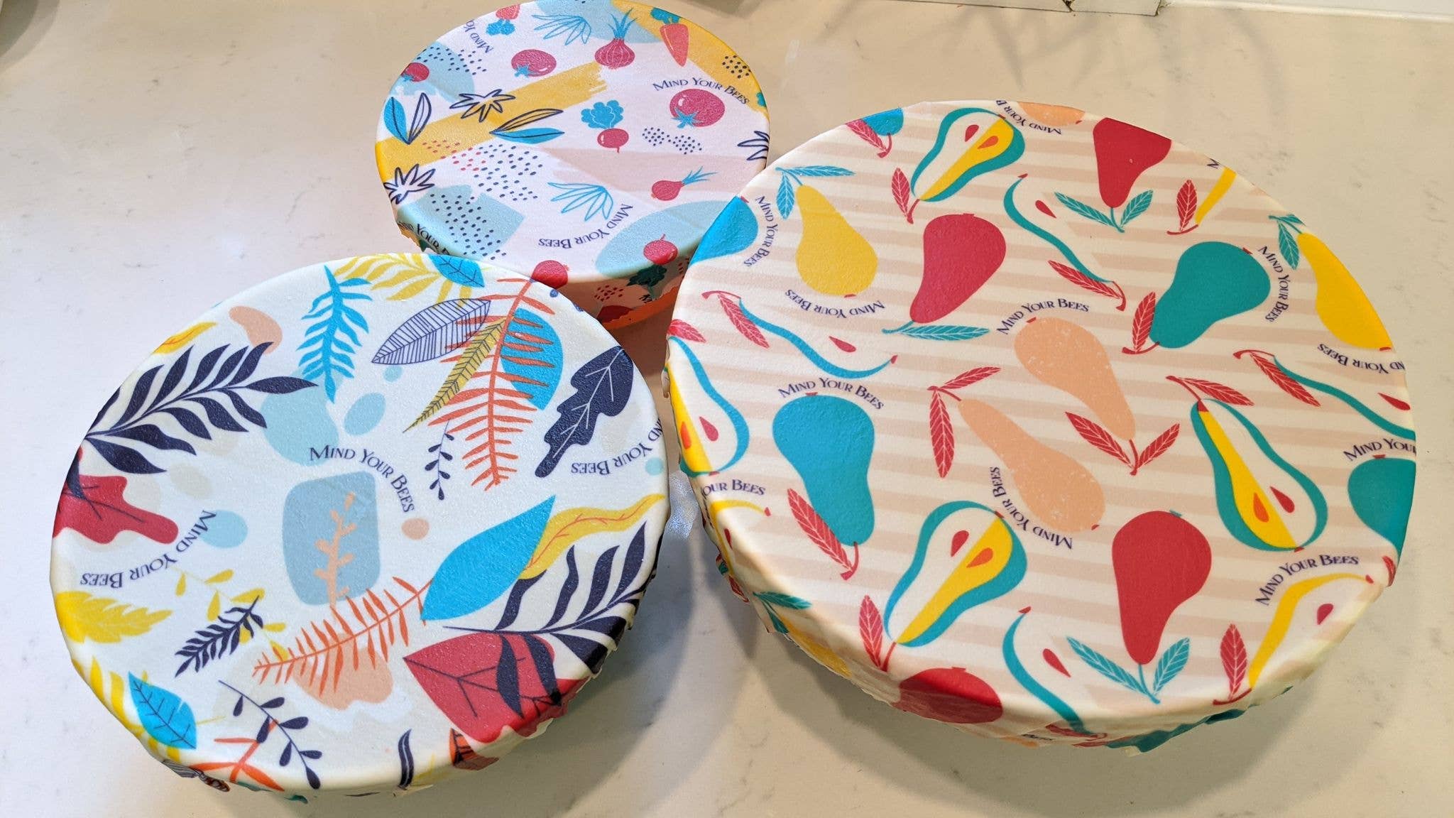 Mind Your Bees Handmade Wraps - Wholesale Food Storage Wrap/Bag - Beeswax Food Wraps - Sm or Lg Set Picnic Red Stripes Print4