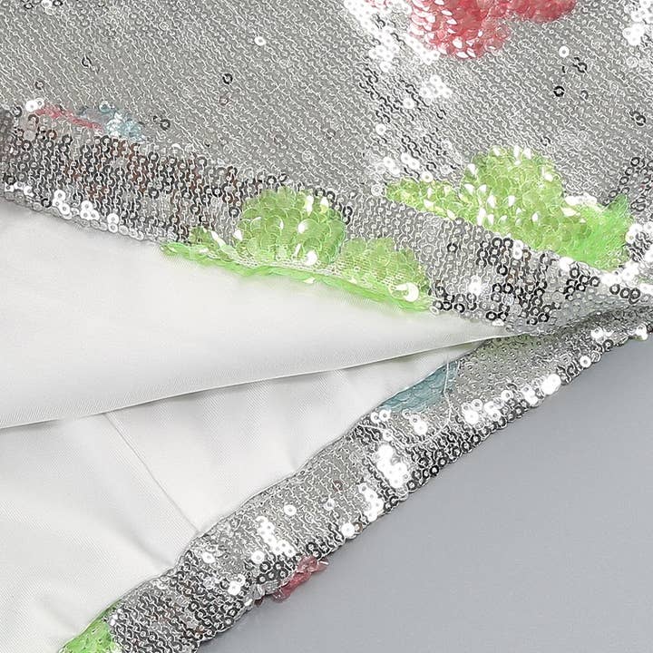 SY467 Silver Sequin Floral Dress with Graceful Silhouette for wholesale on Faire8