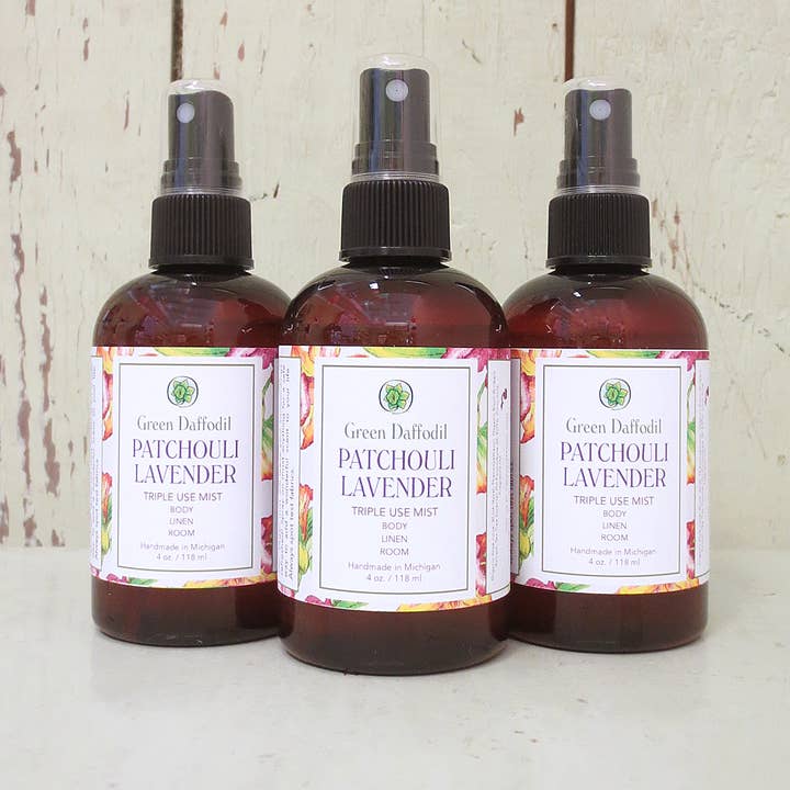 Patchouli Lavender Room Mist - Triple-Use Spray for wholesale by Green Daffodil Bath & Body
