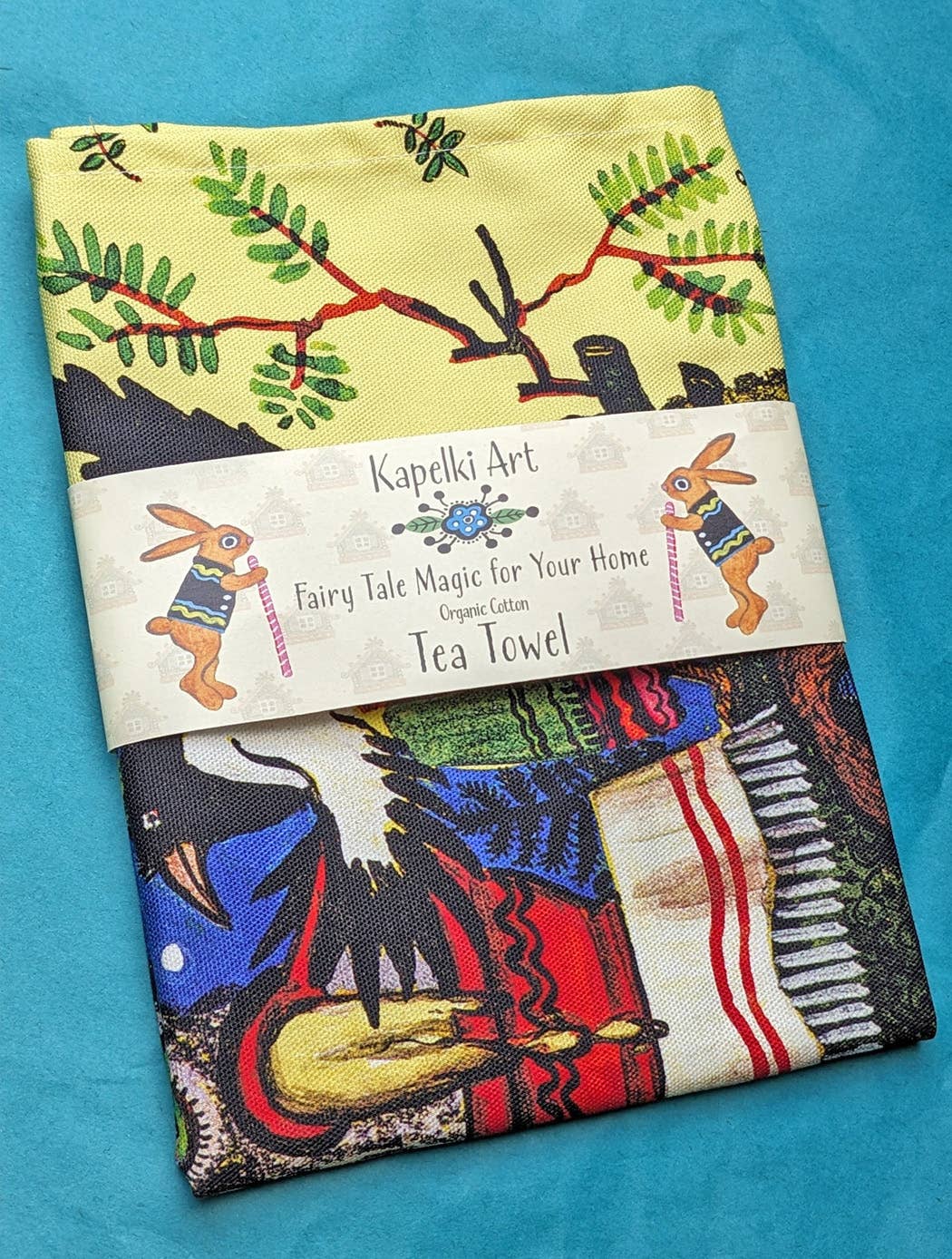 Kapelki Art - Wholesale Tea Towel - Magpie Dinner Guests organic cotton kitchen towel1