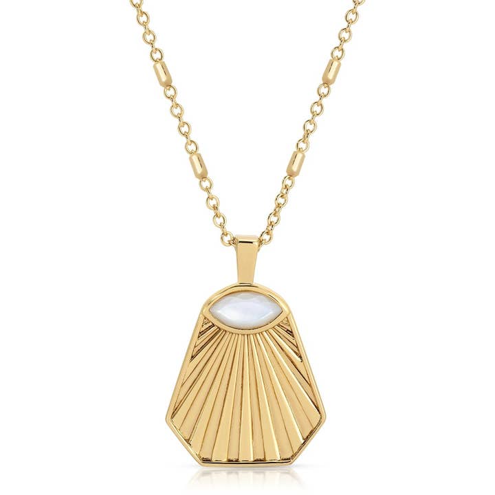Mini Athena Sun Ray Pendant - Mother of Pearl for wholesale by Elizabeth Stone Jewelry