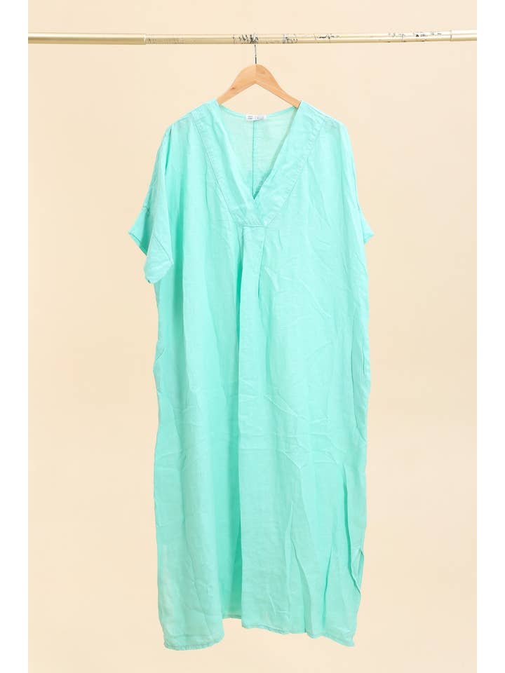 la maison des fibres naturelles - Wholesale Dress - Women's - Long dress v-neck 62733 100% linen32