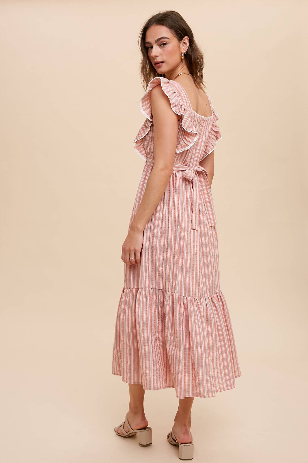 In Loom - Vente Robe – femme - Robe midi à bretelles rayée en coton5