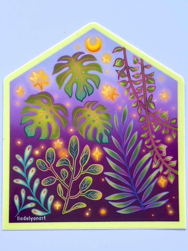 Vinylsticker met tropische kas, 3 x 2,6 inch. voor wholesale door liadelyonart