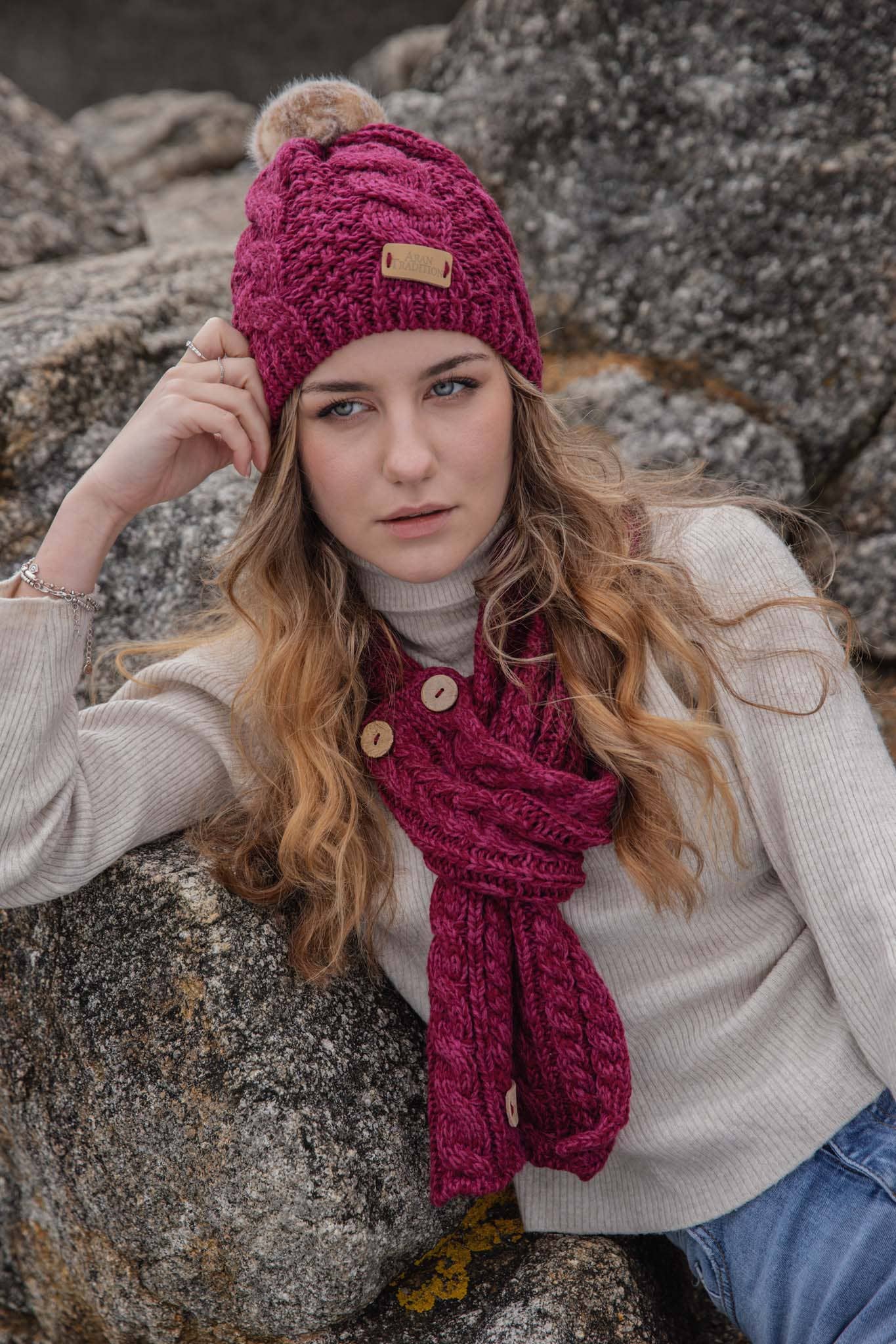 Eurostick - Wholesale Scarf - Women's - Aran Cable Button Wrap Scarf9