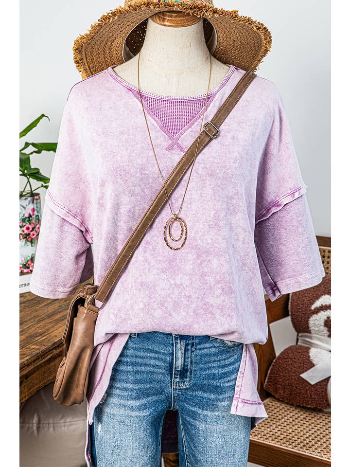 fashionworks - Wholesale Tunic - Women's - Fashion-W Mineral Wash Expose Seam Oversized Tee*S-2XL