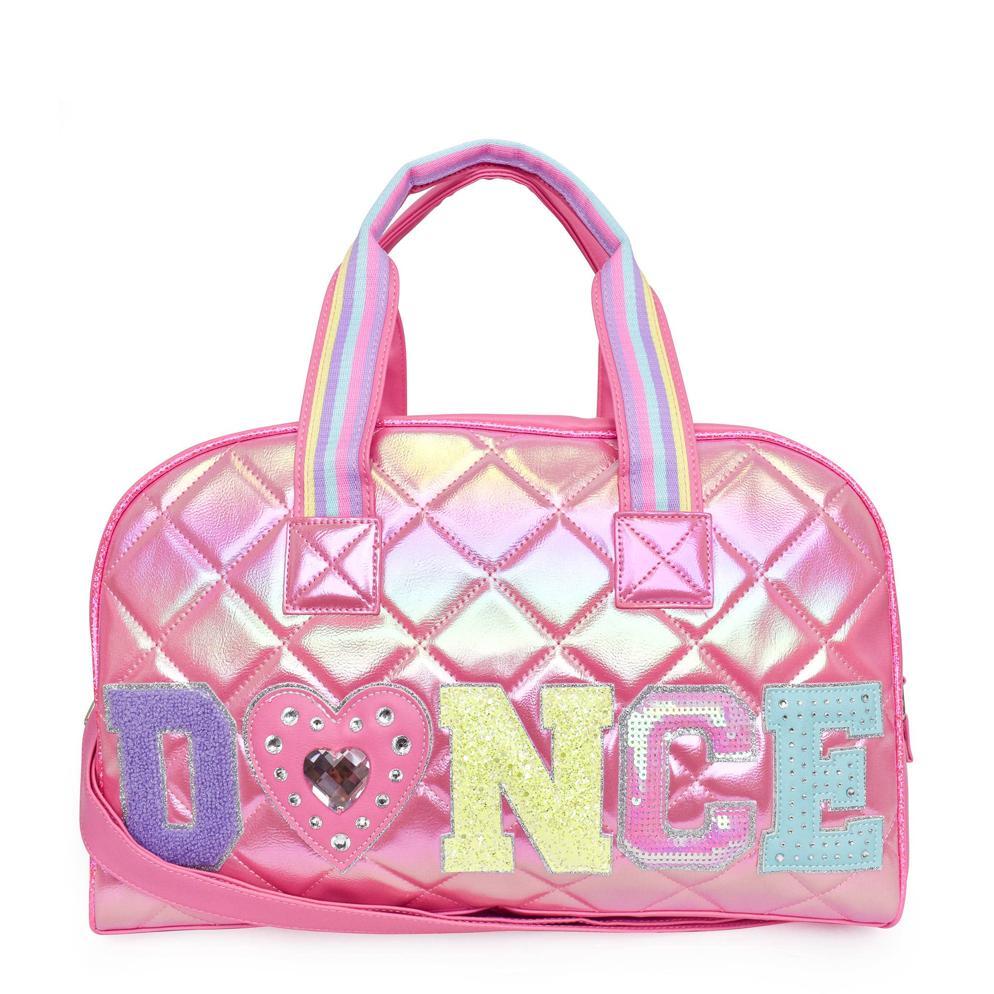 OMG Accessories Metallic Quilted Sleepover Medium Duffle Bag