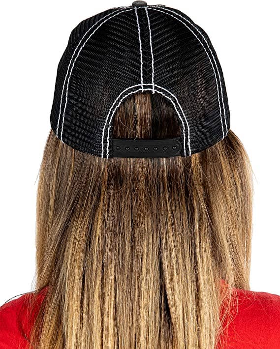 Funky Junque - Venta al por mayor Gorra trucker - Mujer - Gorra de béisbol de malla con parche (bandera estadounidense - negra)1